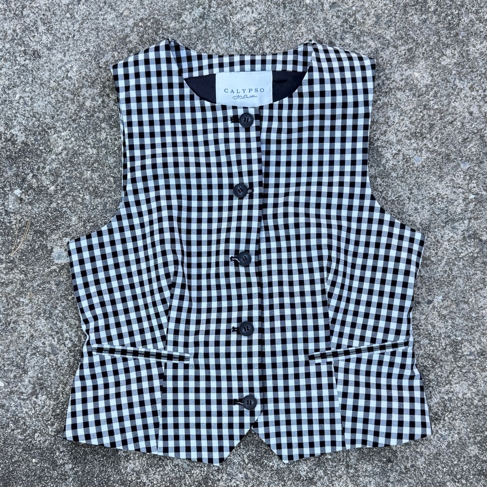 Calypso Black and White Checkered Vest size 8